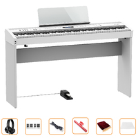 Roland FP60X Digital Portable Piano (White) Bundle w/ Wooden Stand, Bench + Accessories