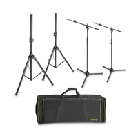 Gravity SSMSSET1 Set Of 2 Speaker And 2 Microphone Stands In Transport Bag