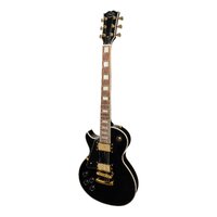 J&D Luthiers Left Handed LP-Custom Style Electric Guitar (Black)
