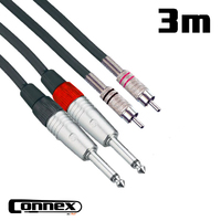 JMRC-3TConnex Pro RCA to Jack Cable Male to Male Twin 3m