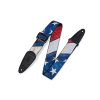 LEVY'S AMERICAN FLAG MOTIF POLYESTER GUITAR STRAP 2" WIDE