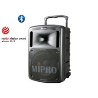 MIPRO Portable PA with Bluetooth, Wireless Mic Receiver and CD/USB Player, 265 Watts Biamped. 10" wo