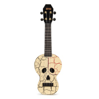 Mahalo MC1SKWT Creative Series Skull Soprano Ukulele in White with Carry Bag
