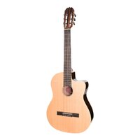 Martinez 'Southern Star' Series Spruce Solid Top Acoustic-Electric Classical Cutaway Guitar (Natural Gloss)