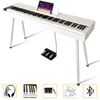 Maestro Mdp200Wh Contemporary 88-Key Weighted Hammer Action Digital Piano (White) - Incl Iron Legs And 3 Pedals
