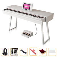 Maestro MDP470WH Ultra-Compact Digital Piano (White) w/ 88 Hammer Action Keys Slide-Out Keyboard