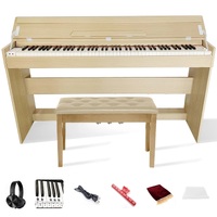 Maestro 88-Key Weighted Hammer Action Digital Piano (Ash) - Compact Folding Lid with Bluetooth (Incl Bench)