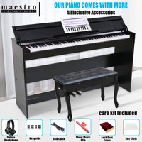 Digital Piano 88 Key Hammer Action Bluetooth Compact Polished Black Maestro MDP550PB 