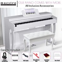 Best Home 88 HAMMER ACTION DIGITAL PIANO MDP600WH POLISHED WHITE ( H/PHONE DELUXE PACK inside )INCLUDES BENCH