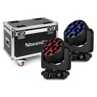 BeamZ MHL1240 - NEW, LED Moving Head Wash Pair; 12x 40W RGBW (4-in-1) with Motorized Zoom and Pixel control. Includes Road Case