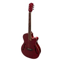 Martinez Jazz Hybrid Acoustic Small-Body Cutaway Guitar (Red)
