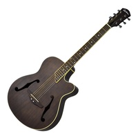 Martinez Acoustic-Electric Jazz Hybrid Small-Body Cutaway Guitar (Transparent Black)