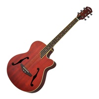 Martinez Acoustic-Electric Jazz Hybrid Small-Body Cutaway Guitar (Red)