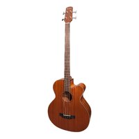 Martinez 'Natural Series' Mahogany Top Acoustic-Electric Cutaway Bass Guitar with Pickup and Built-In Tuner