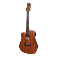 Martinez 'Natural Series' Left Handed Mahogany Top 12-String Acoustic-Electric Dreadnought Cutaway Guitar (Open Pore)
