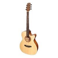 Martinez 'Natural Series' Spruce Top Acoustic-Electric Small Body Cutaway Guitar (Open Pore)