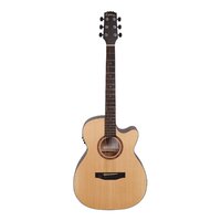 Martinez 'Natural Series' Solid Spruce Top Acoustic-Electric Small Body Cutaway Guitar (Open Pore)