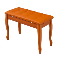 Maestro Padded Piano Bench with Storage - Victorian Classic Design (Brown)