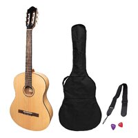 Martinez 'Slim Jim' Full Size Student Classical Guitar Pack with Built In Tuner (Spruce/Mahogany)