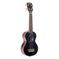 Mahalo Soprano Ukulele. Electric/Acoustic. Pearl Series Series Transparent black top Satin 346mm scale.