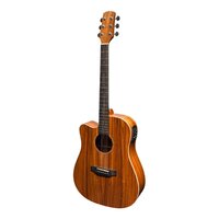 Martinez 'Southern Star' Series Left Handed Koa Solid Top Acoustic-Electric Dreadnought Cutaway Guitar (Natural Gloss)