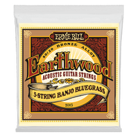 Ernie Ball Earthwood 5-String Banjo Bluegrass Loop End 80/20 Bronze Acoustic Guitar Strings - 9-20 Gauge