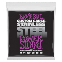 Ernie Ball Power Slinky Stainless Steel Wound Electric Guitar Strings - 11-48 Gauge