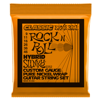 Ernie Ball Hybrid Slinky Classic Rock n Roll Pure Nickel Wrap Electric Guitar Strings - 9-46 Gauge