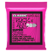 Ernie Ball Super Slinky Classic Rock n Roll Pure Nickel Wrap Electric Guitar Strings - 9-42 Gauge