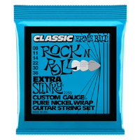 Ernie Ball Extra Slinky Classic Rock n Roll Pure Nickel Wrap Electric Guitar Strings - 8-38 Gauge