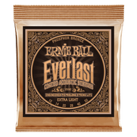 Ernie Ball Everlast Extra Light Coated Phosphor Bronze Acoustic Guitar Strings - 10-50 Gauge