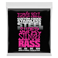 Ernie Ball Super Slinky Stainless Steel Electric Bass Strings - 45-100 Gauge