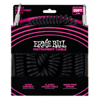 Ernie Ball 30' Coiled Straight / Straight Instrument Cable - Black  