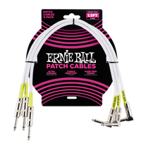 Ernie Ball 1.5' Straight / Angle Patch Cable 3-pack - White  