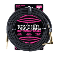 Ernie Ball 25' Braided Straight / Angle Instrument Cable - Black  