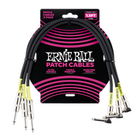 Ernie Ball 1.5' Straight / Angle Patch Cable 3-Pack - Black  