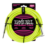 Ernie Ball 10' Braided Straight / Angle Instrument Cable Neon - Yellow