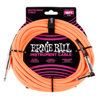 Ernie Ball 18' Braided Straight / Angle Instrument Cable - Neon Orange