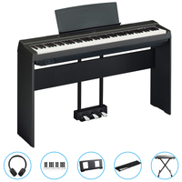 Yamaha P125A 88-Key Weighted Portable Digital Piano (Black) Bundle w/ L125 Stand, LP1 Tri-Pedal, Bench & Accessories
