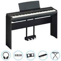 Yamaha P125B 88-Key Weighted Digital Piano (Black) Bundle w/ L125 Stand, LP1 Tri-Pedal, Bench & Accessories