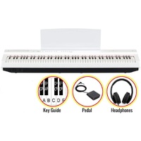 Yamaha P125WH 88-Key Weighted Portable Digital Piano (White) w/ Bonus Accessories