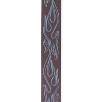 2" Woven Guitar Strap, Flames Pinstripe - Black w/ Blue, by D'Addario