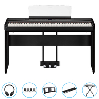 Yamaha P515B 88-Key Weighted Action Digital Piano (Black) Bundle w/ L515 Stand, LP1 Tri-Pedal, Bench & Accessories