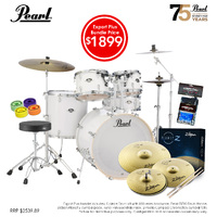 Pearl EXX Export Plus 20'' Fusion Drum Kit Package [Pure White] w/ Hardware, Throne, Cymbal Pack, Sticks & Accessories