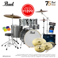 Pearl EXX Export Plus 20'' Fusion Drum Kit Package [Grindstone Sparkle] w/ Hardware, Throne, Cymbal Pack, Sticks & Accessories