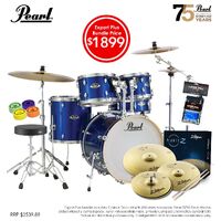 Pearl Exx Export Plus 20'' Fusion Drum Kit Package [High Voltage Blue] W/ Hardware, Throne, Cymbal Pack, Sticks & Accessories