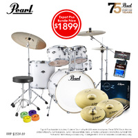 Pearl EXX Export Plus 22'' Fusion Drum Kit Package [Pure White] w/ Hardware, Throne, Cymbal Pack, Sticks & Accessories