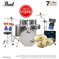 Pearl Exx Export Plus 22'' Fusion Drum Kit Package [Grindstone Sparkle] W/ Hardware, Throne, Cymbal Pack, Sticks & Accessories
