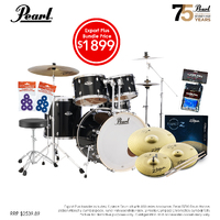 Pearl Export Plus 22" Rock Drum Kit Package [Jet Black] W/ Hardware, Throne, Cymbal Pack, Sticks & Accessories
