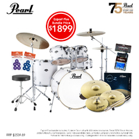 Pearl Export Plus 22" Rock Drum Kit Package [Pure White] W/ Hardware, Throne, Cymbal Pack, Sticks & Accessories